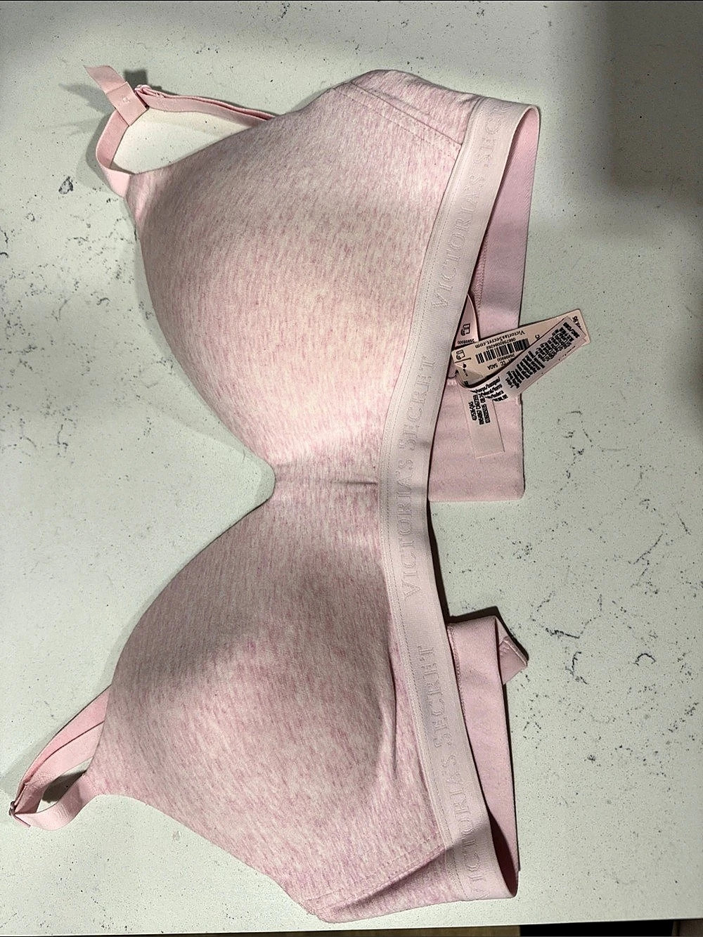 Victoria's Secret Cotton Logo Hardware Lightly Lined Wireless Bra Pink 38C NWT